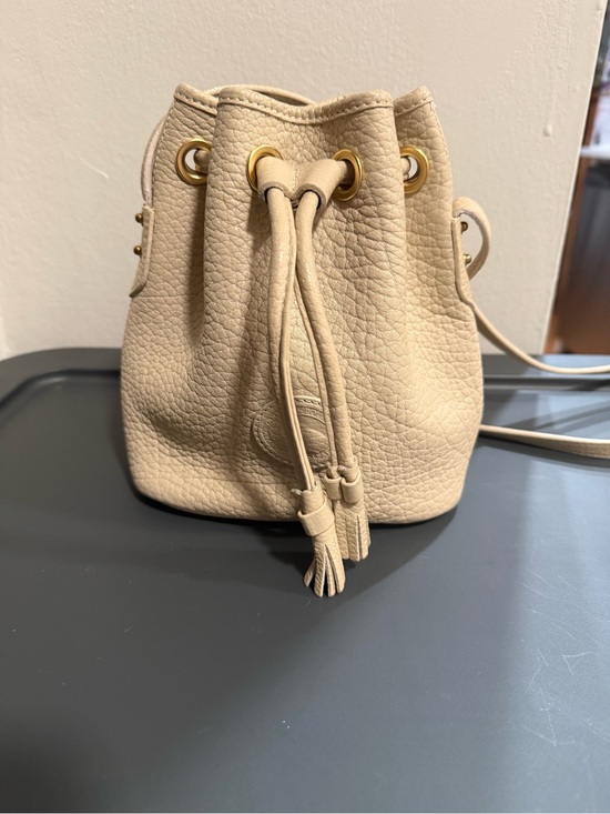 Dooney & Bourke Handbags - Rare Bone Dooney Leather Drawstring Bucket Bag in Cream